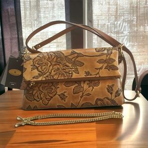 Italian Beige Leather Crossbody Bag/Clutch by Cuoieria Fiorentina